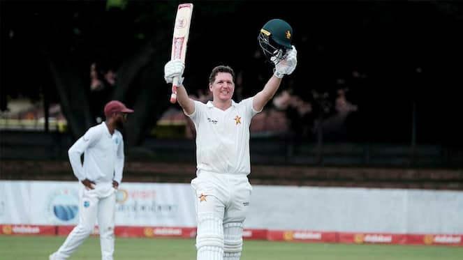 Gary Ballance reacts to his valiant century against West Indies