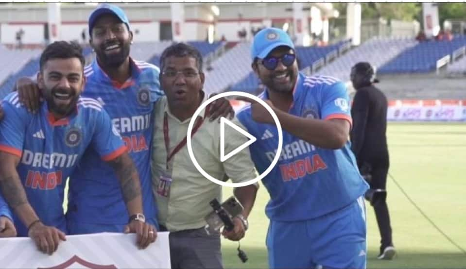 [Watch] Rohit Sharma's Sweet Gesture With Journalist; Captures Photo with Virat and Hardik Pandya