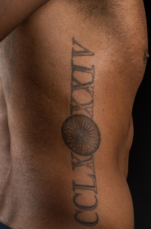 KL Rahul's tattoo of Roman numerals (x.com)
