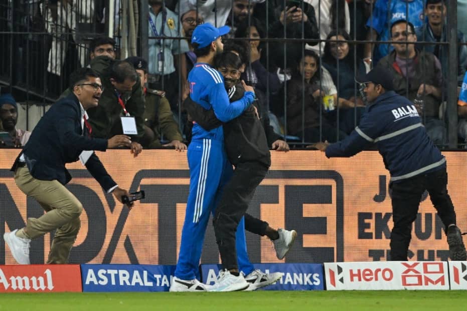 [Watch] Virat Kohli Fan Jumps Into Playing Arena To Hug His Idol in Indore