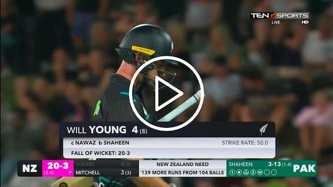 [Watch] Will Young Disappoints Again As Shaheen Afridi Destroys NZ Top Order In 4th T20