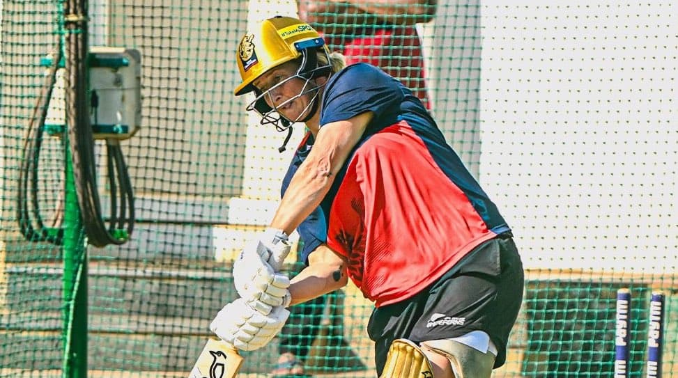 Sophie Devine in the nets of RCB ahead of the WPL 2024 (Source: x.com)
