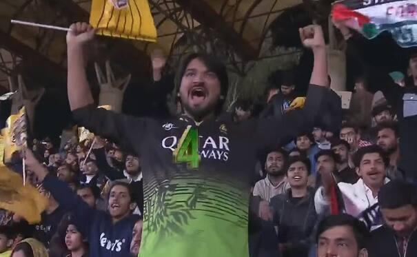 [Watch] Fan Donning Virat Kohli's RCB Jersey Cheers For Babar Azam in Lahore Stadium During PSL 2024 Clash