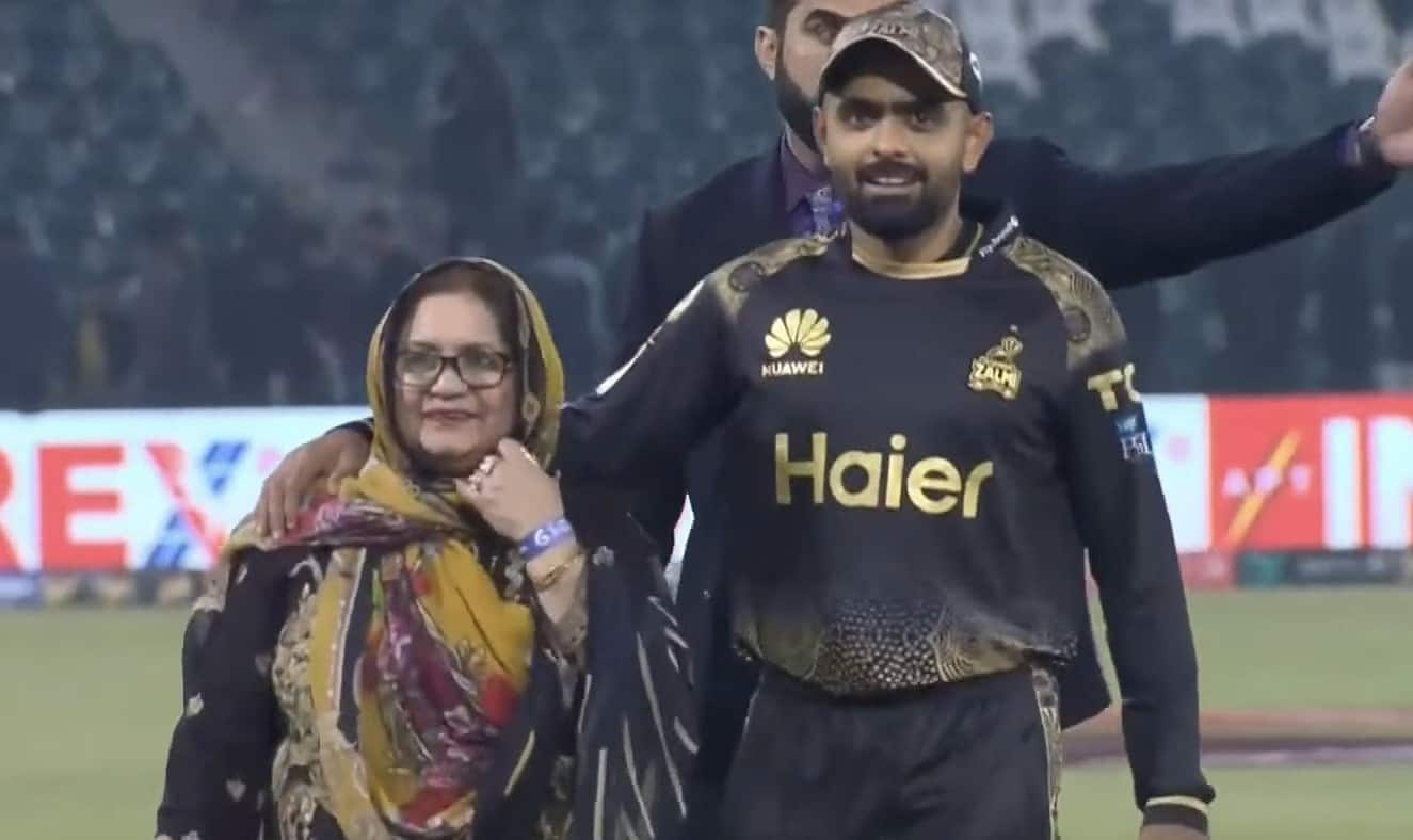 Babar Azam with his mother during PSL 2024 [X.COM]