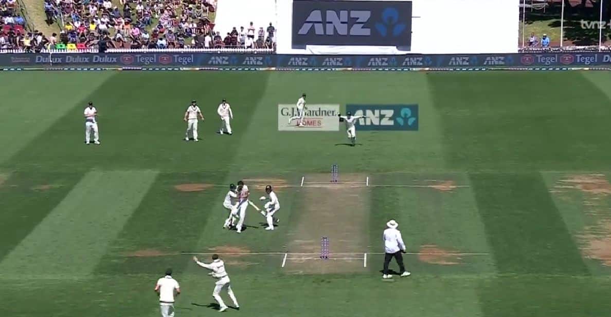 Kane Williamson run out for duck after poor mix-up with Will Young [screengrab]