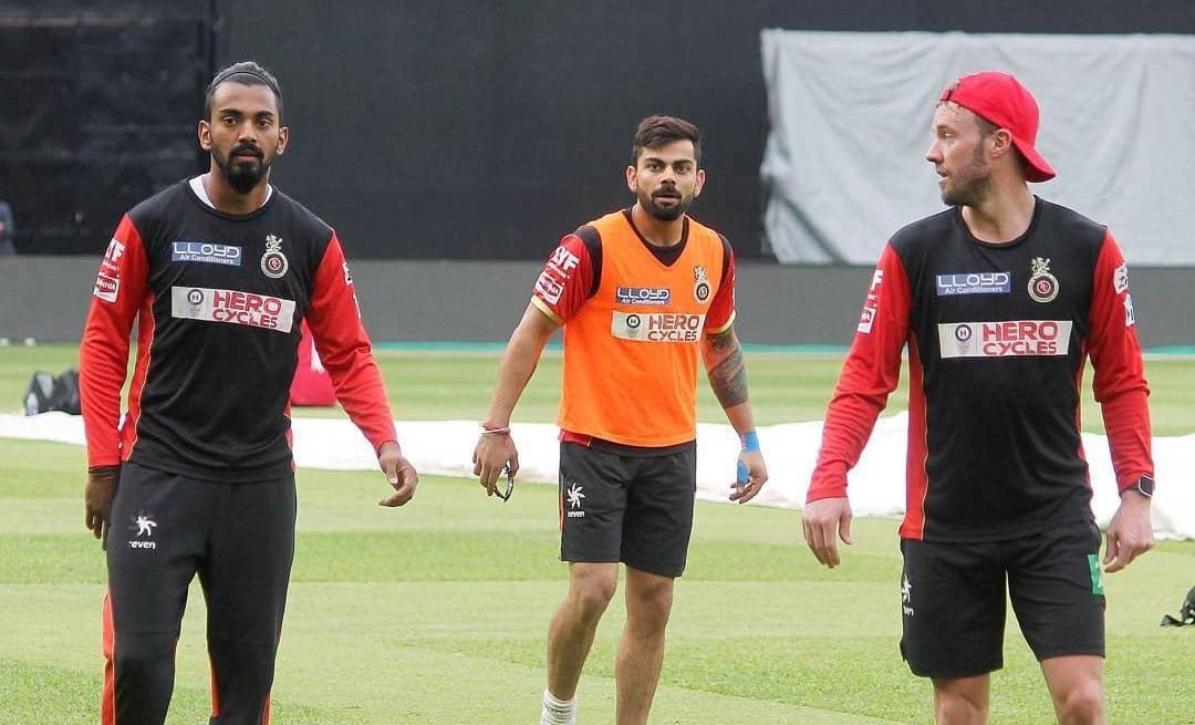 KL Rahul with Kohli & de Villiers during IPL (x.com)