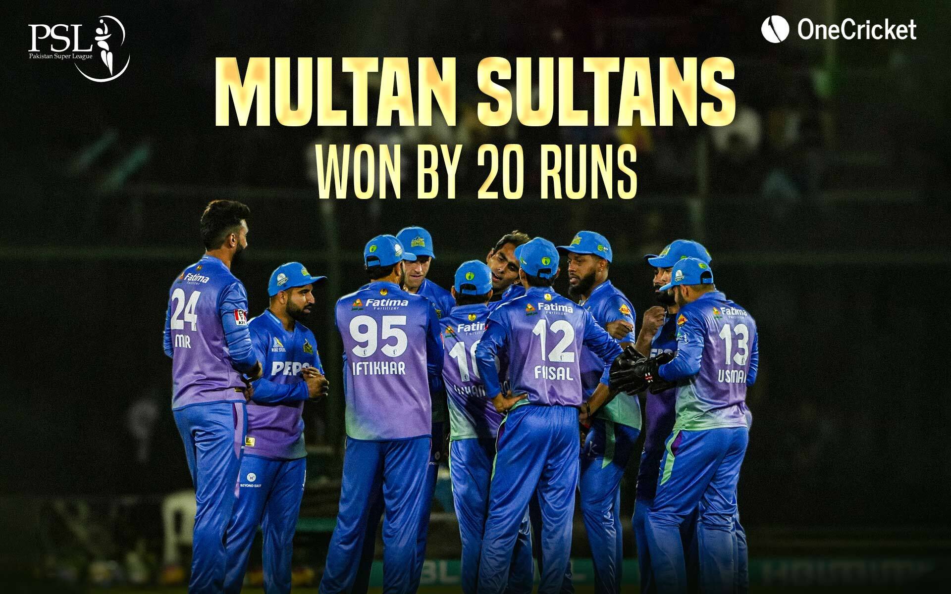 Multan Sultan beat KRK by 20 runs, qualify for PSL 2024's Playoffs