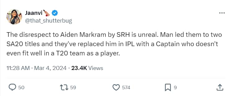 A user who feels that SRH have disrespected Markram