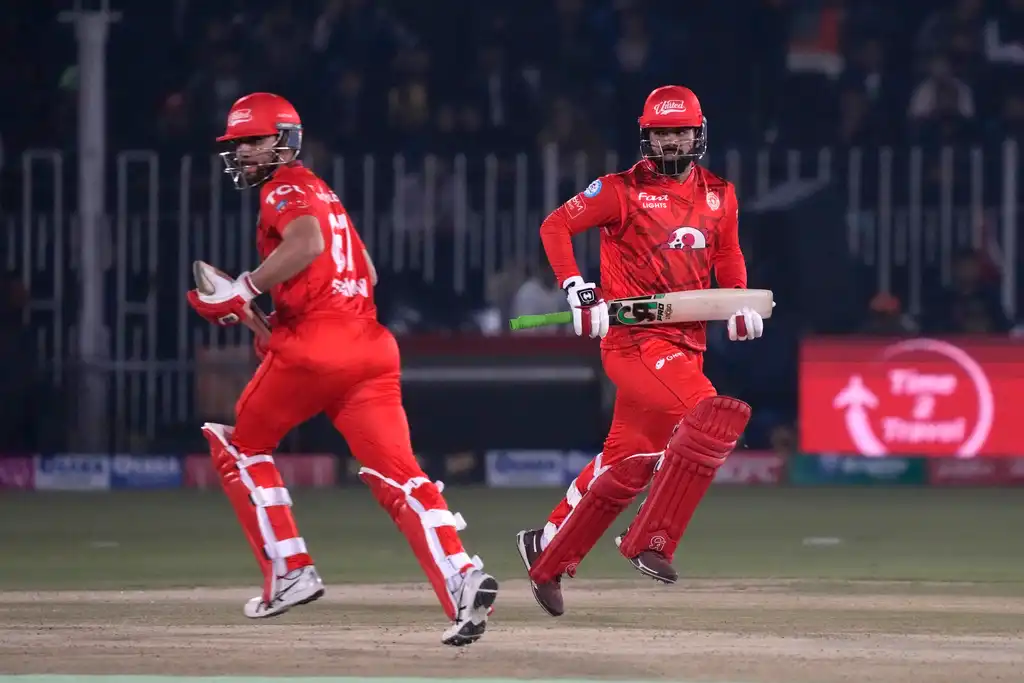  Shadab Khan and Salman Ali Agha During PSL 2024 [AP Photo]