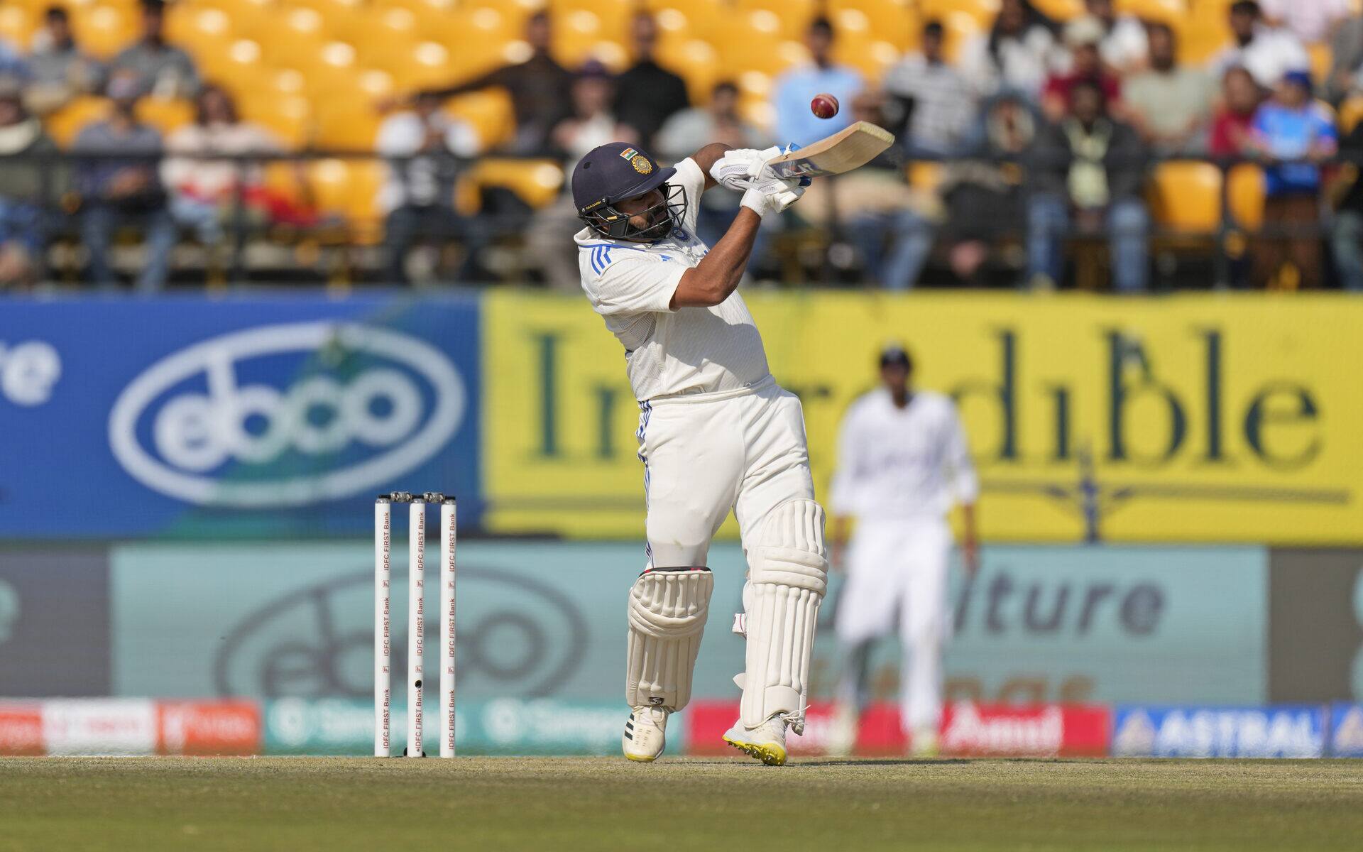 Rohit Sharma goes after Wood (Source: AP Photo)
