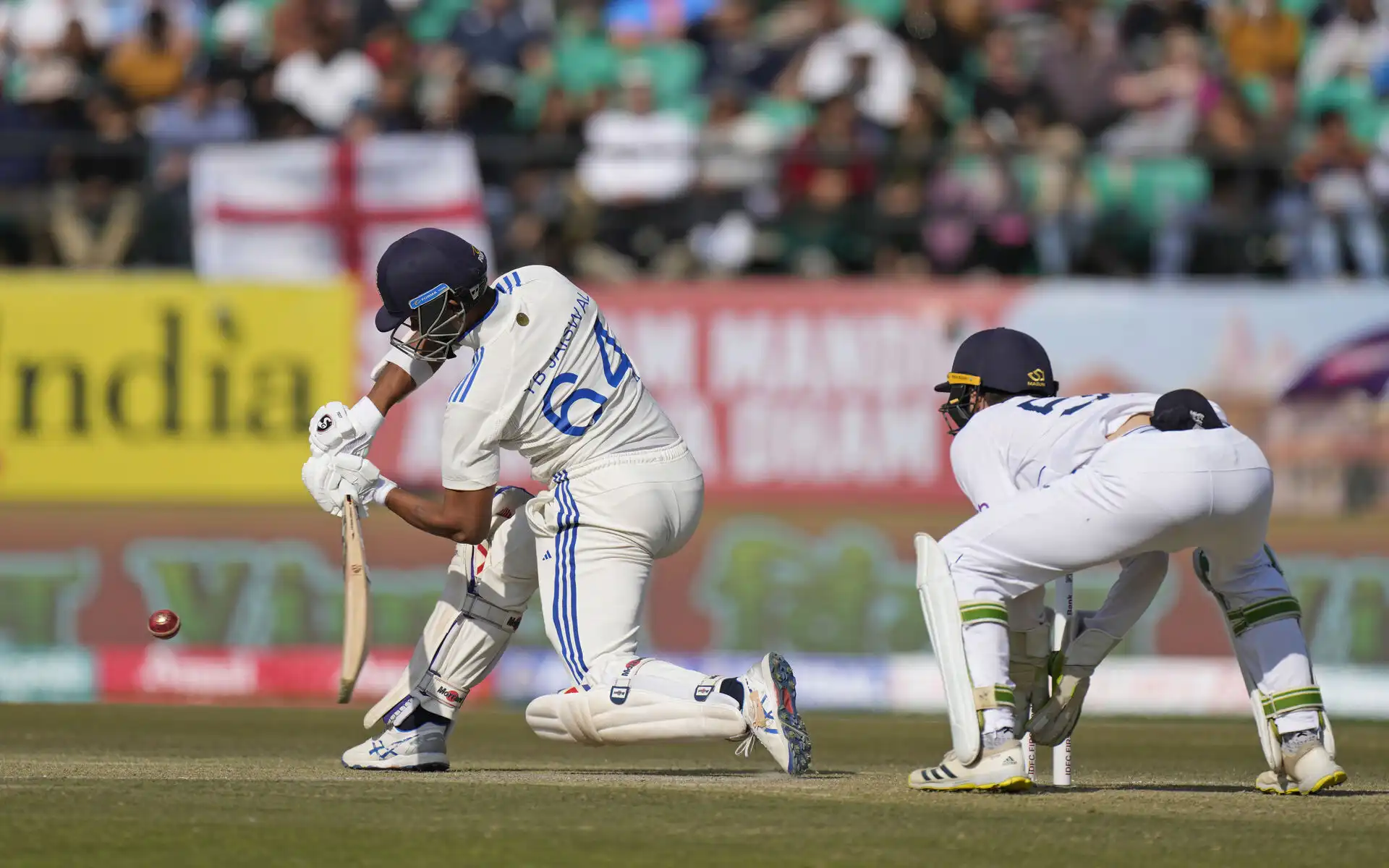 Yashasvi Jaiswal smashed three sixes off the Shoaib Bashir over (Source: AP Photo)