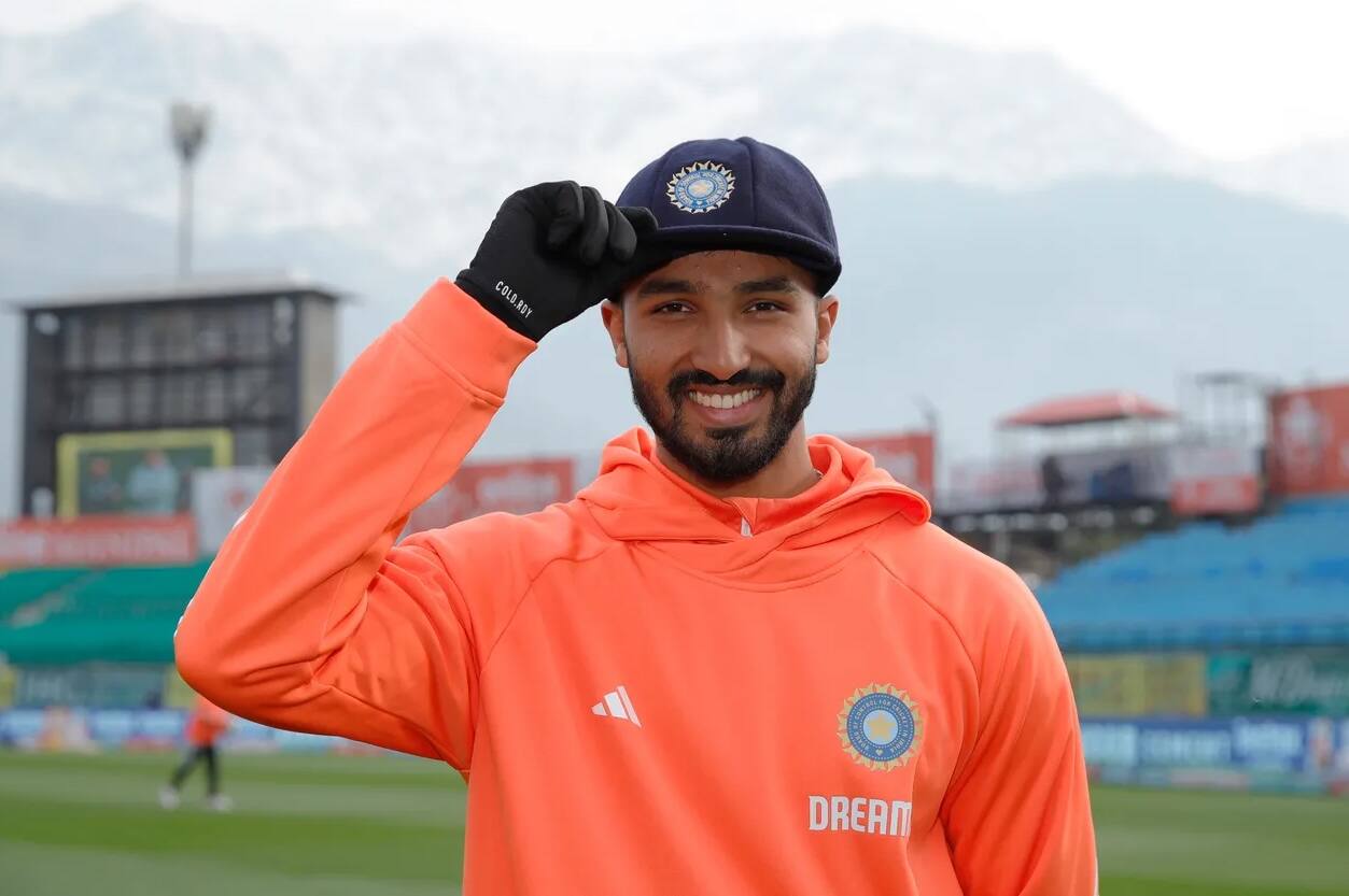 Devdutt Padikkal with his debut Test cap on Day 1 of 5th Test (BCCI)