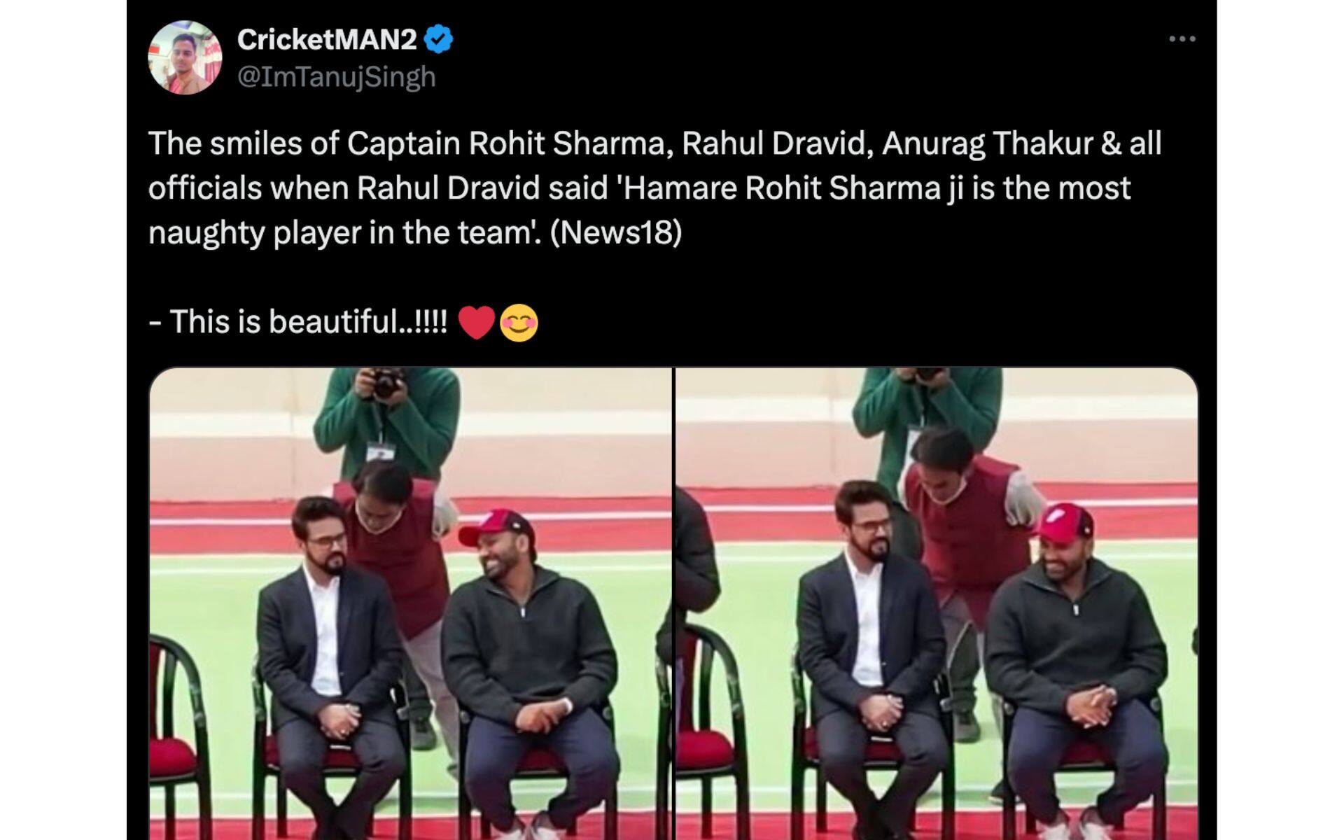 Rohit Sharma & Rahul Dravid in a session with Anurag Thakur