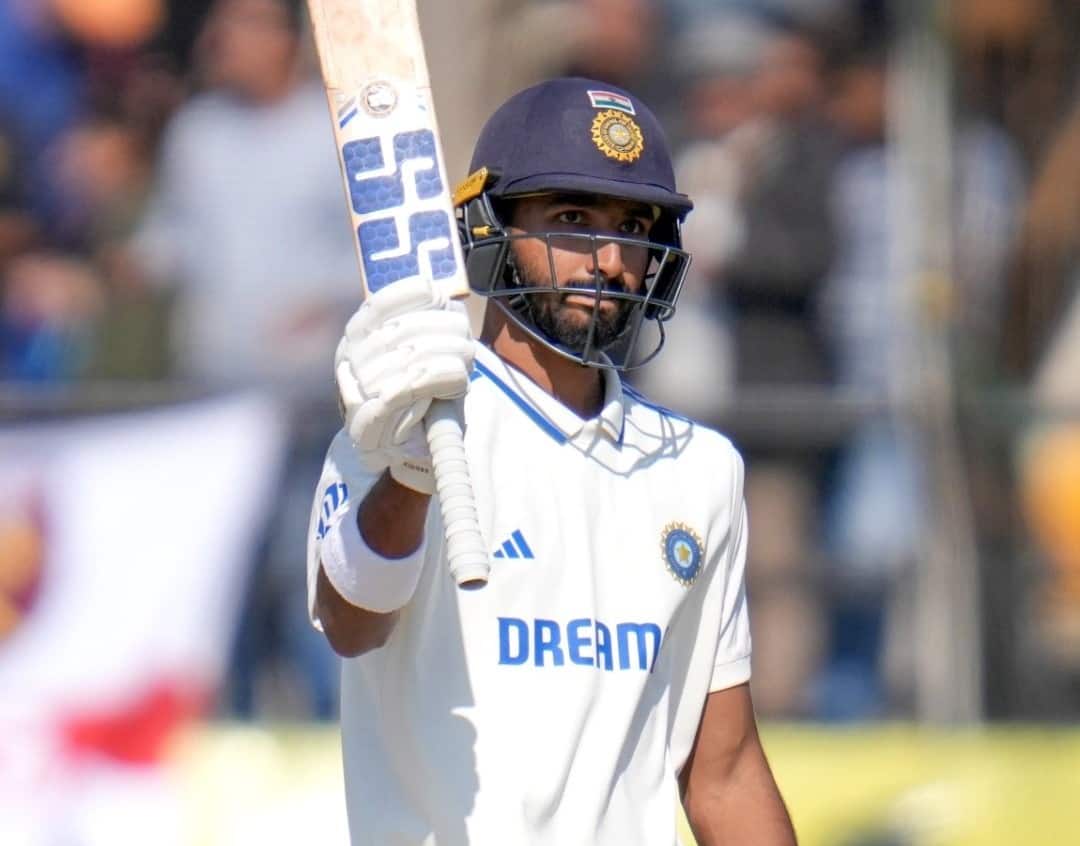Devdutt Padikkal smashes a six to mark his maiden Test fifty [X.COM]