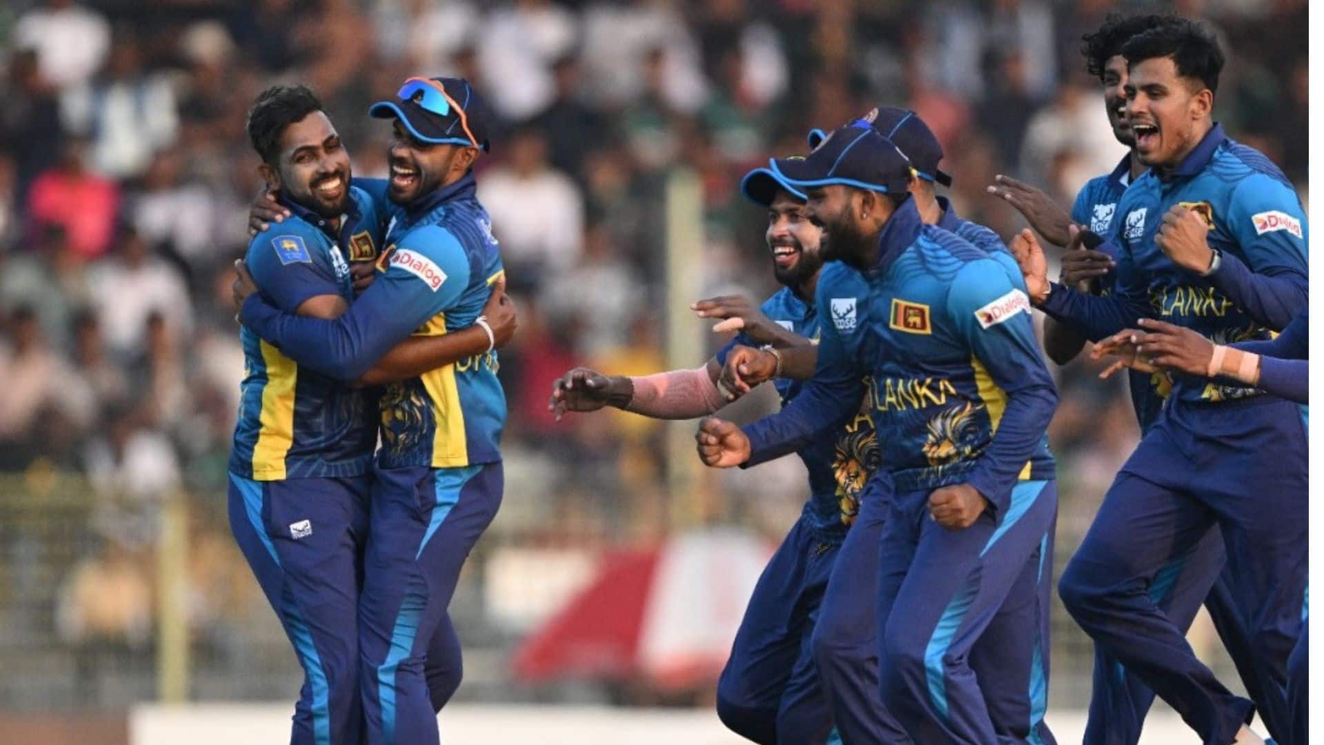 Sri Lankan players celebrating hat-trick (X.com)