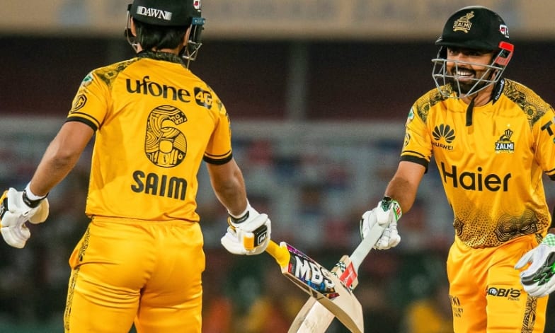 Babar Azam and Saim Ayub has been the mainstays of the Peshawar batting line-up (Source: x.com)