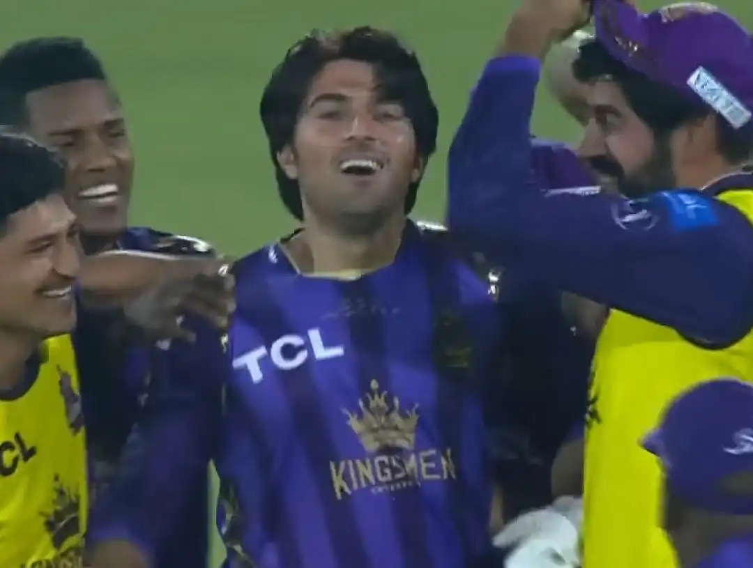 Mohammad Wasim Jnr celebrating with his teammates. (X.com)
