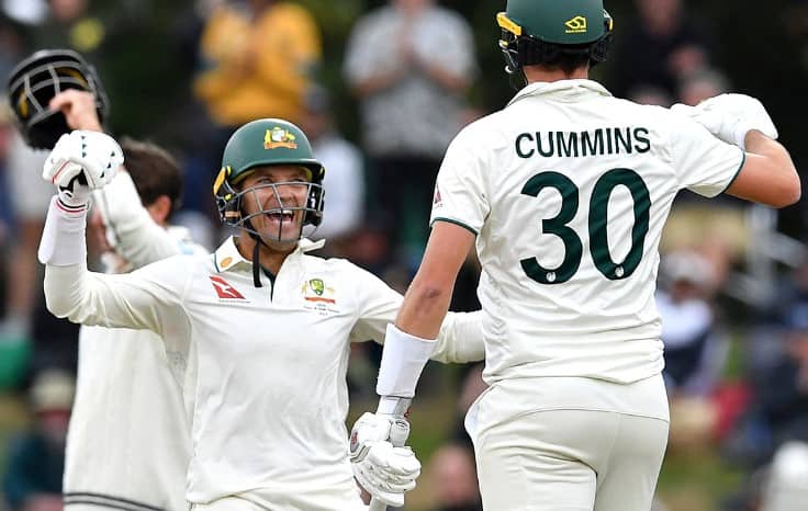 Alex Carey celebrating Australia's win with captain Pat Cummins (x.com)