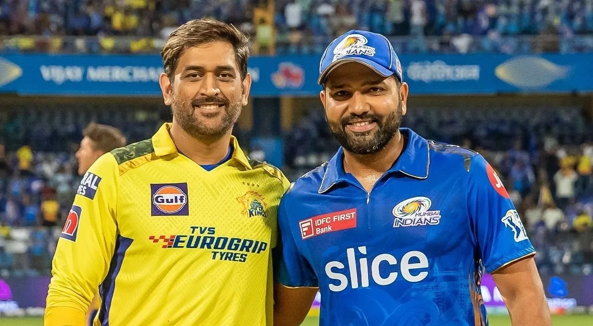 Rohit Sharma with CSK Skipper MS Dhoni during IPL [X.COM]