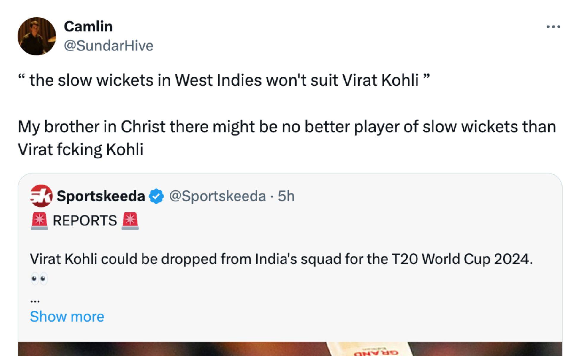 Fans react on Kohli's ommision (X.com)