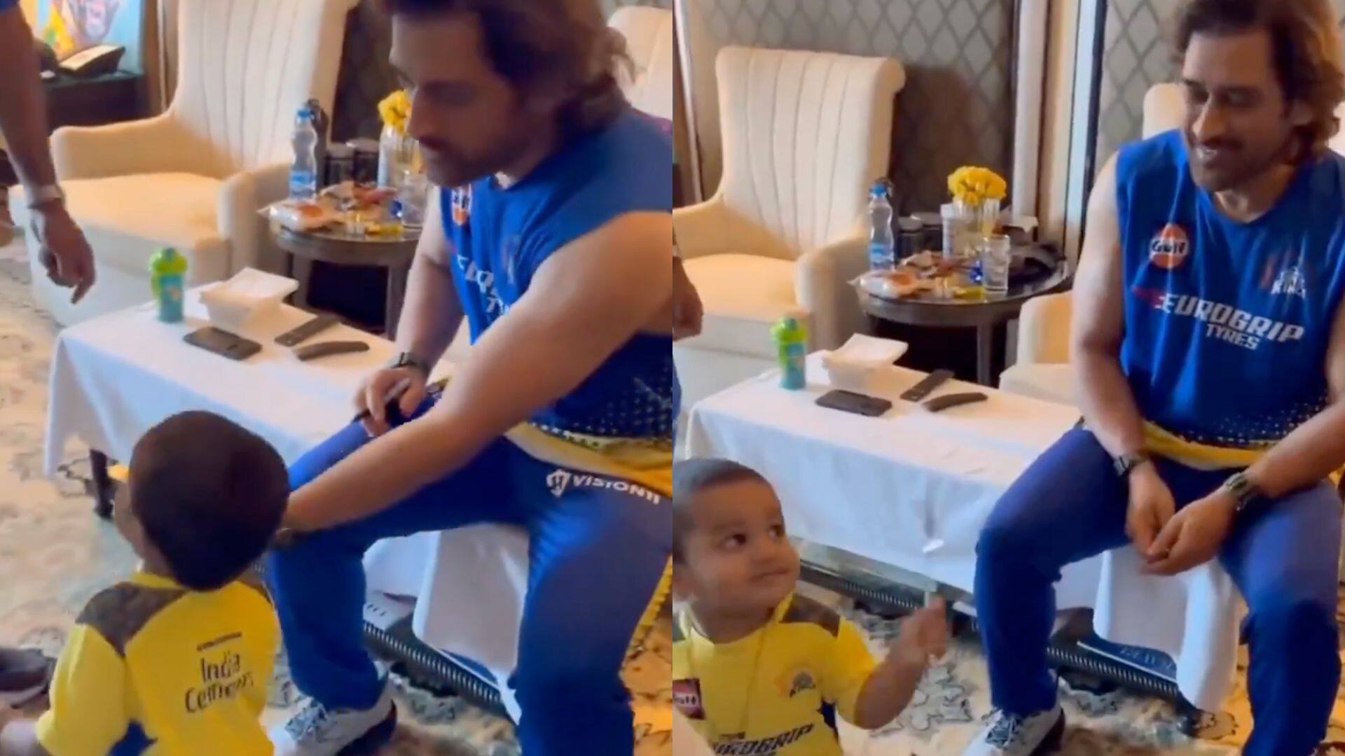 Dhoni's cute interaction with the kid [X.com]