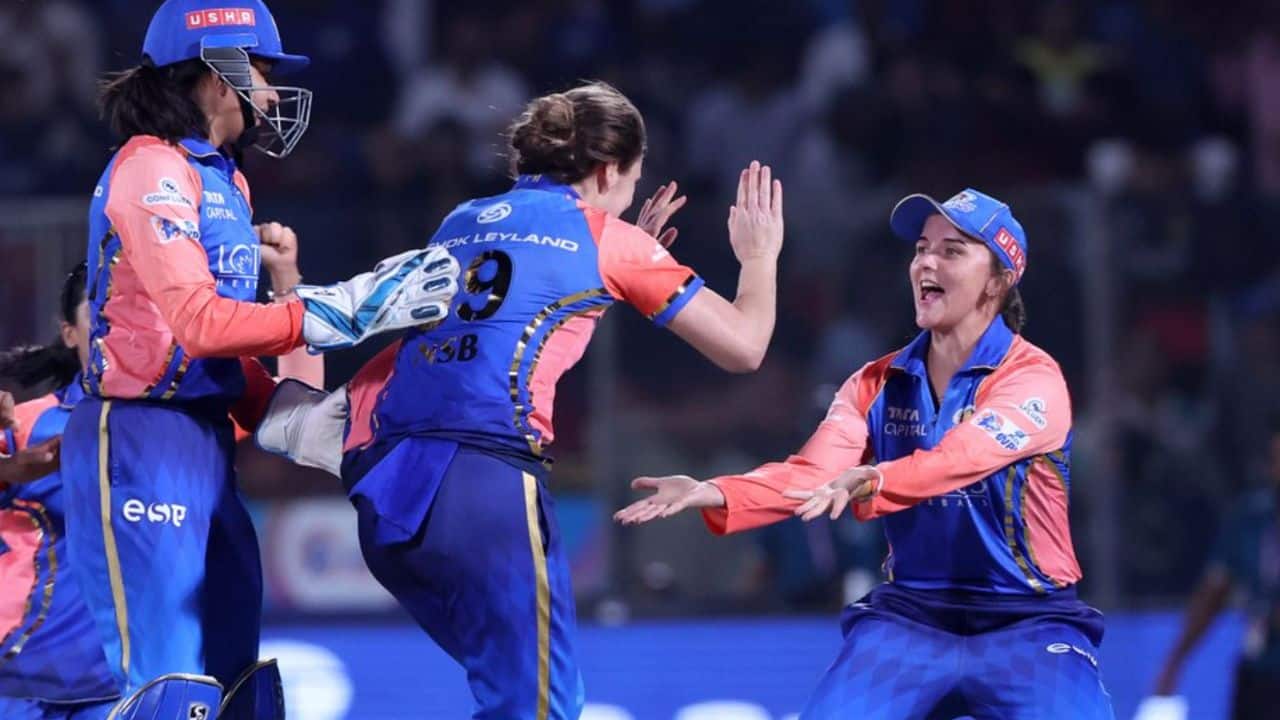MI women celebrating the wickets
