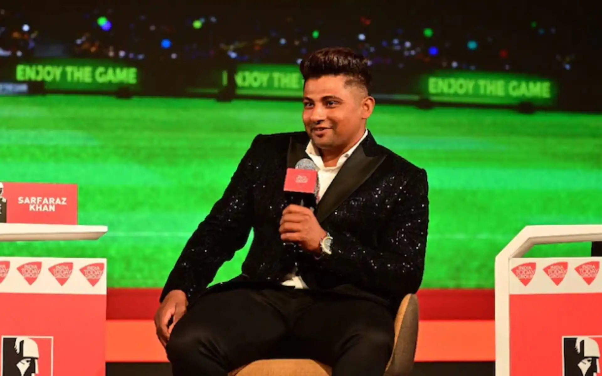 Sarfaraz Khan during India Today Conclave in New Delhi [x.com]