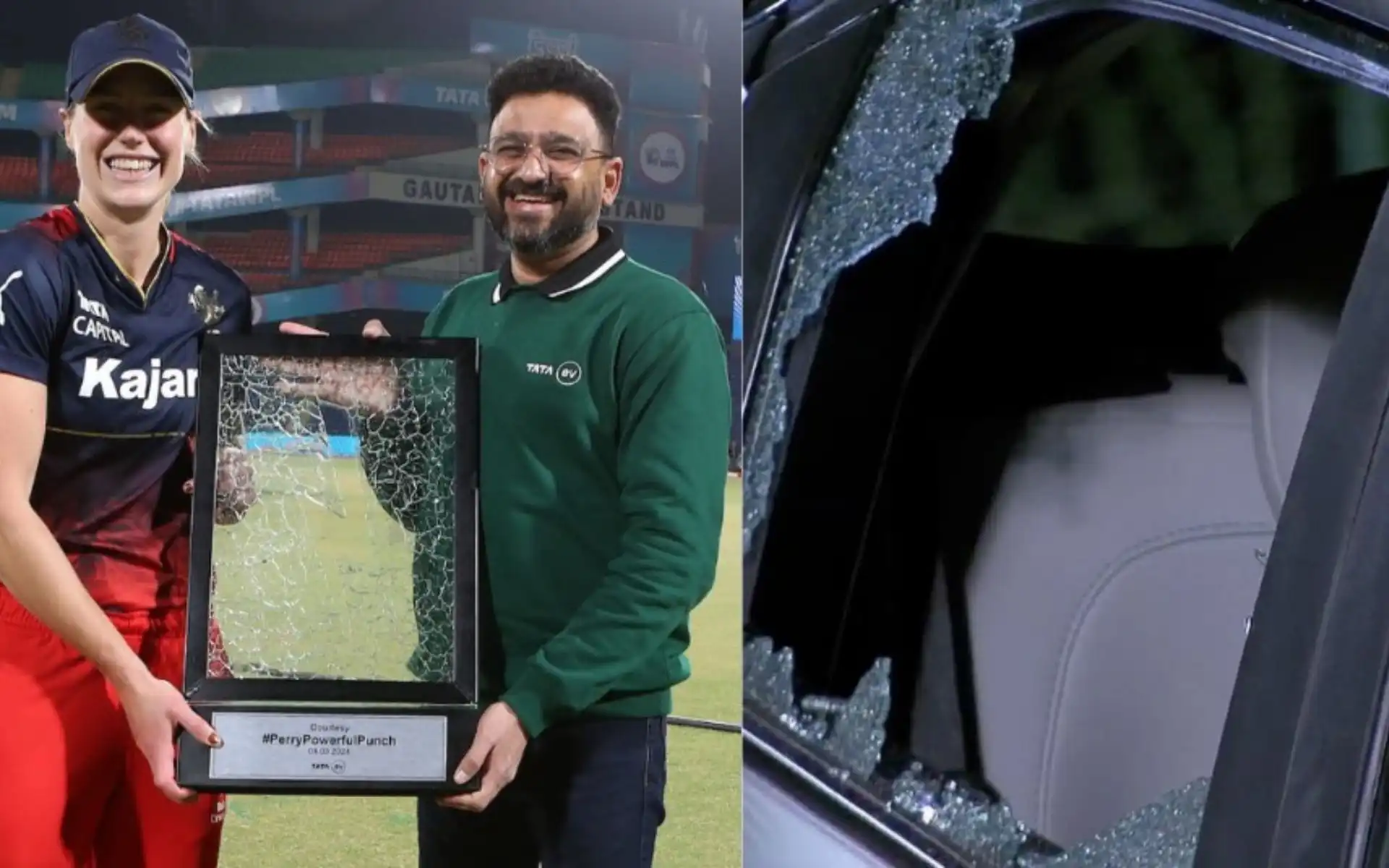 Ellyse Perry honoured by Tata Motors after breaking car window with a six (Twitter)
