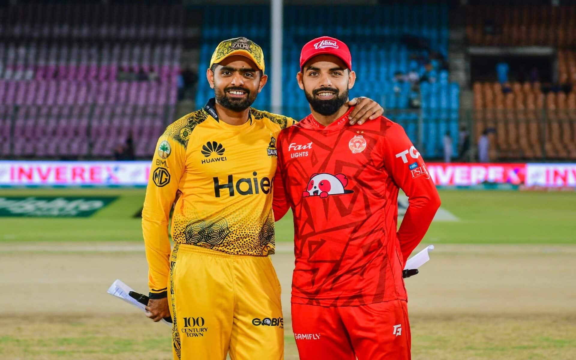 Babar Azam and Shadab Khan at the toss (Source: PSL/PCB)