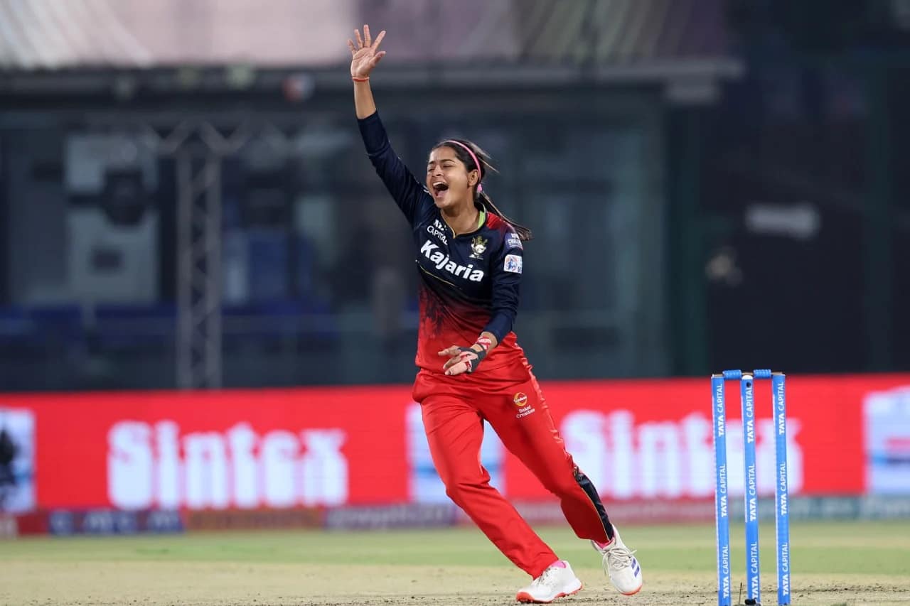 Shreyanka Patil celebrating a wicket in the WPL 2024 final (BCCI)