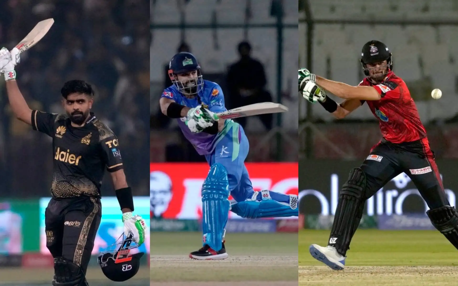 Babar Azam, Rizwan, and Shaheen Afridi during PSL 2024 (AP)