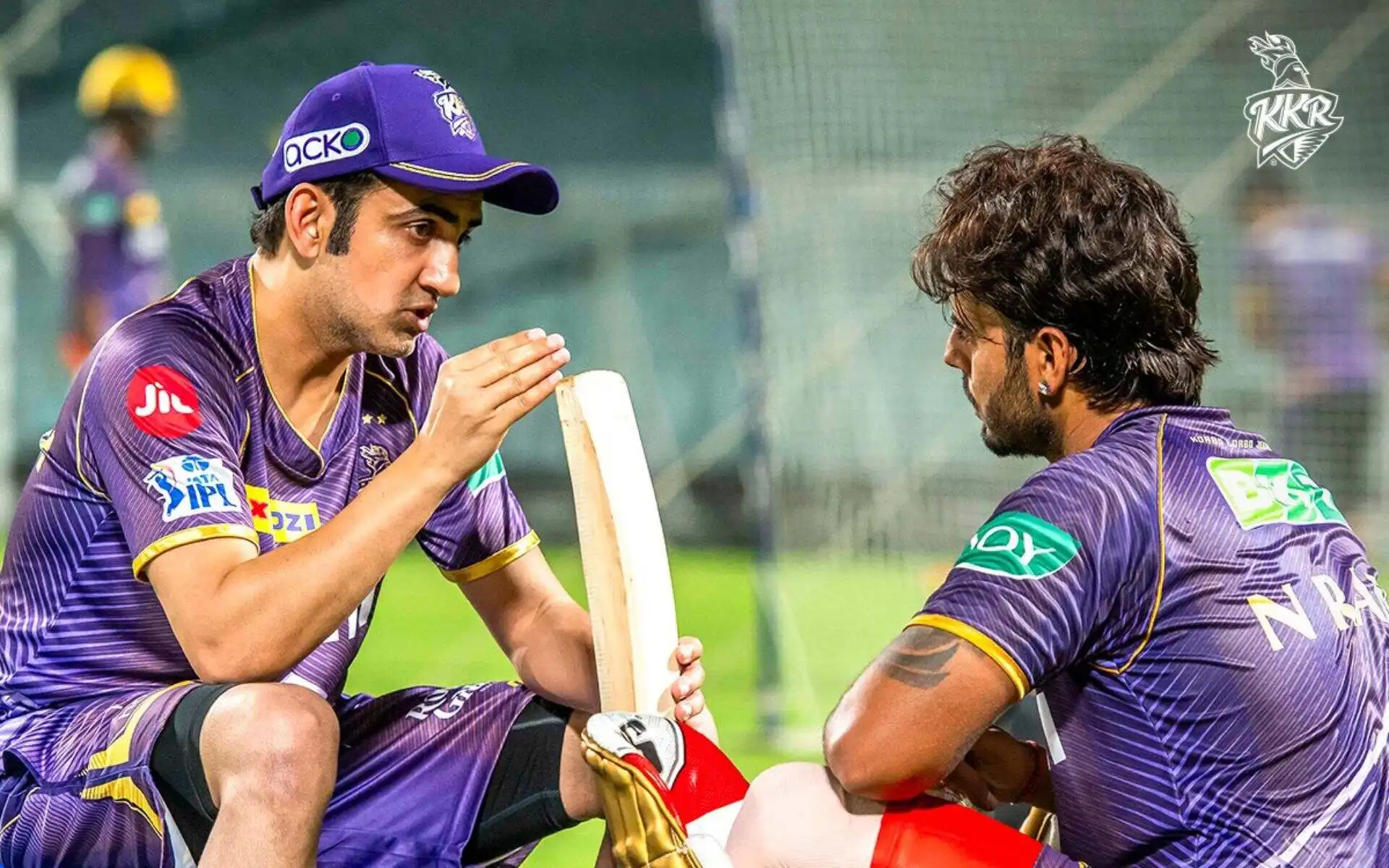 Gautam Gambhir talking to Nitish Rana in KKR's training (X.com)