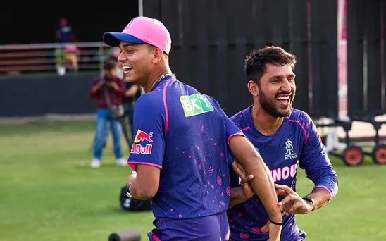 Yashasvi Jaiswal and Dhruv Jurel during a IPL 2024 training session (x.com)