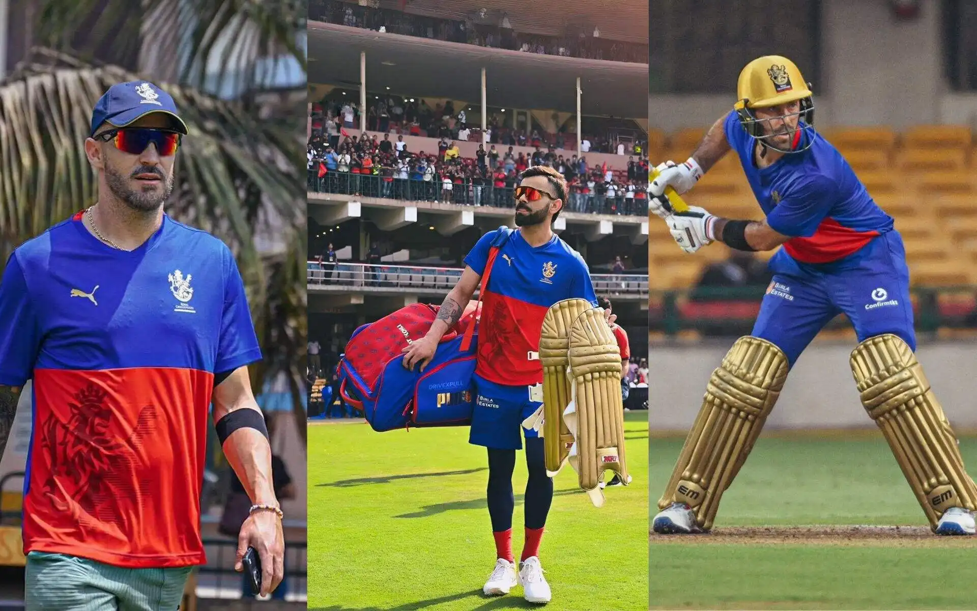 Faf du Plessis, Virat Kohli & Glenn Maxwell in RCB's training before IPL 2024 (X.com)