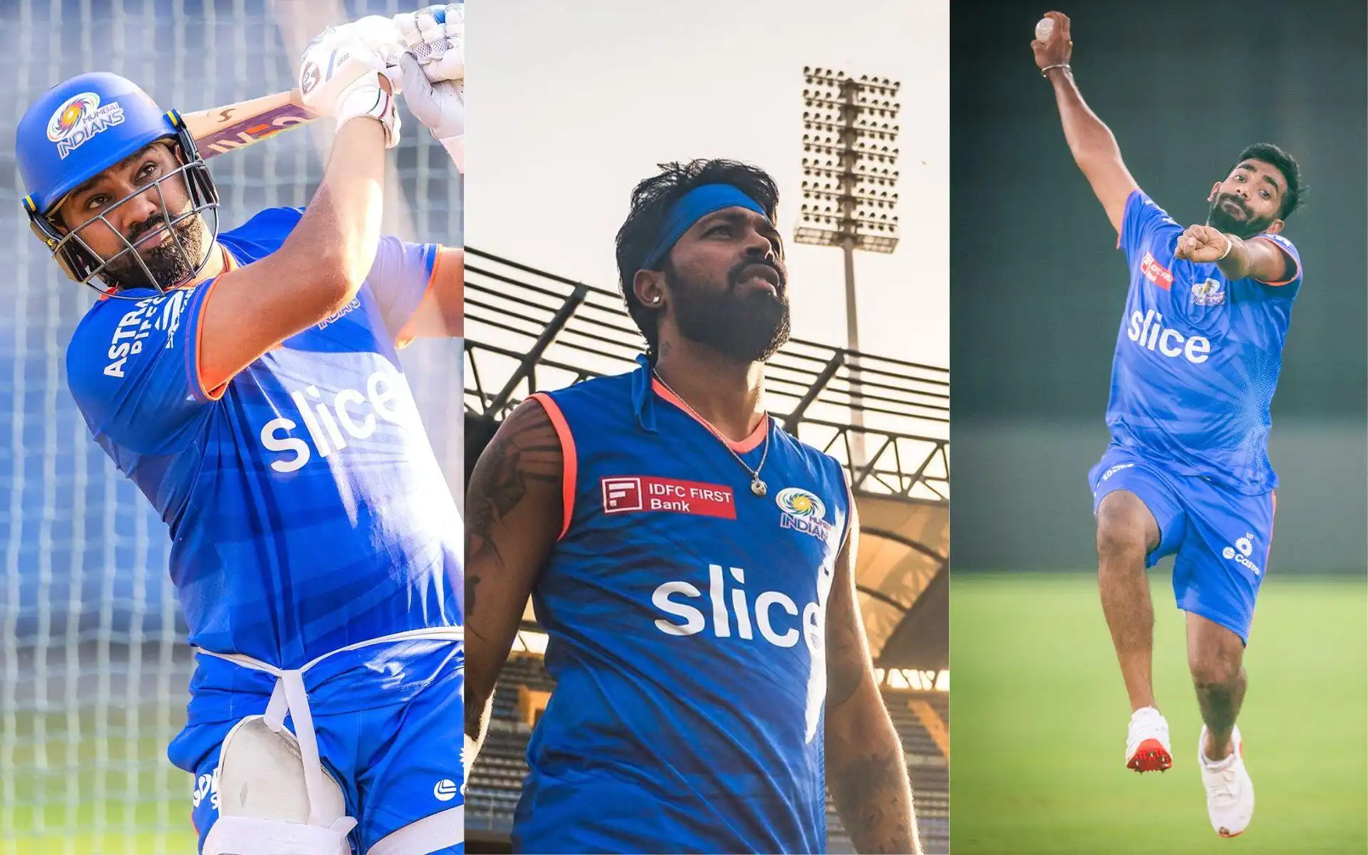 Rohit Sharma, Hardik Pandya, & Jasprit Bumrah in training (X.com)