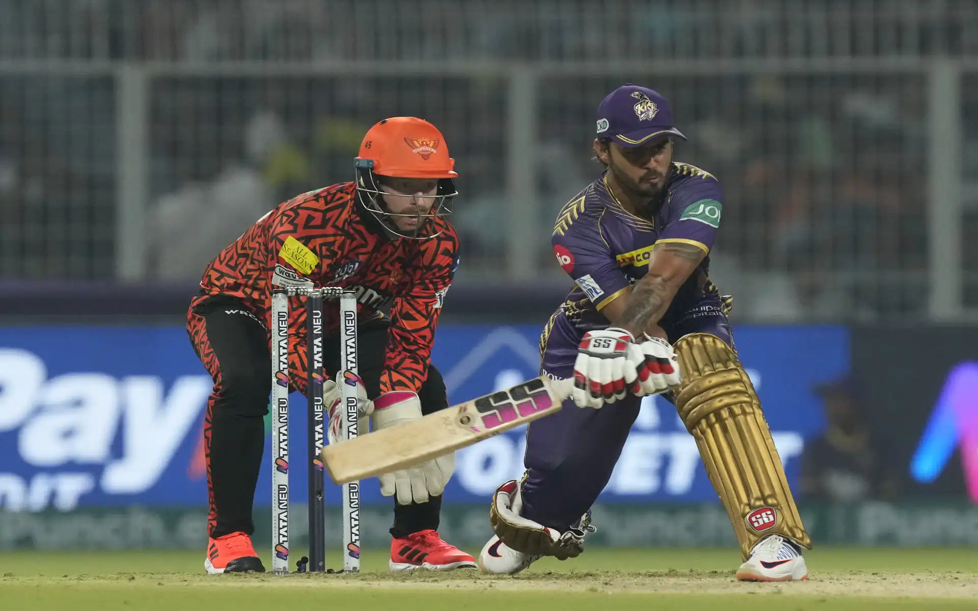 Nitish Rana reverse swept to the fielder (Source: IPL)