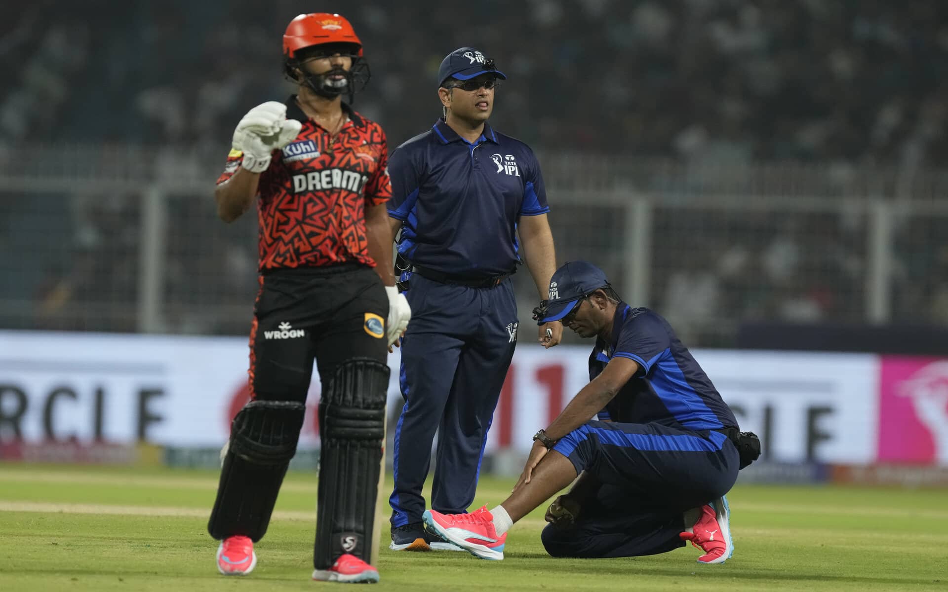 Umpire Rohan Pandit got injured (Source: AP Photo)