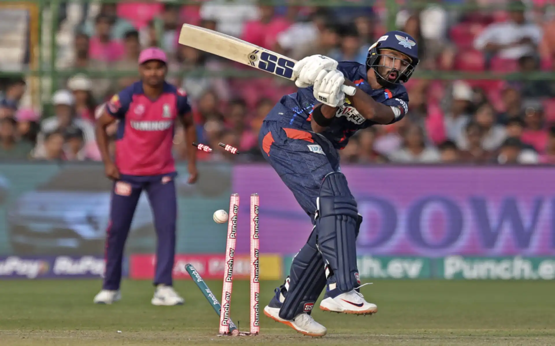 Devdutt Padikkal knocked over by Trent Boult (Source: AP Photo)