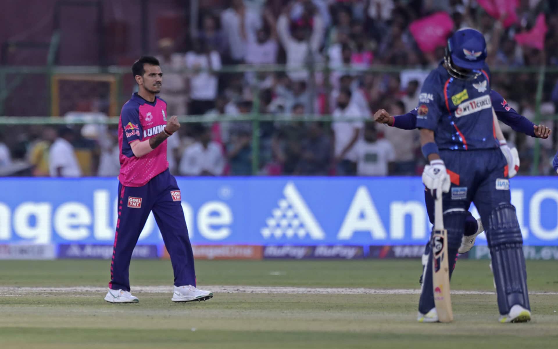 Yuzi Chahal gets the wicket of Deepak Hooda (Source: AP Photo)