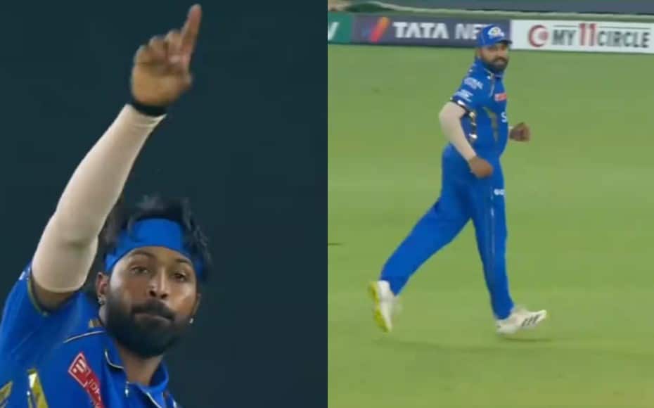 Pandya ordering a confused Rohit Sharma  (X.com)