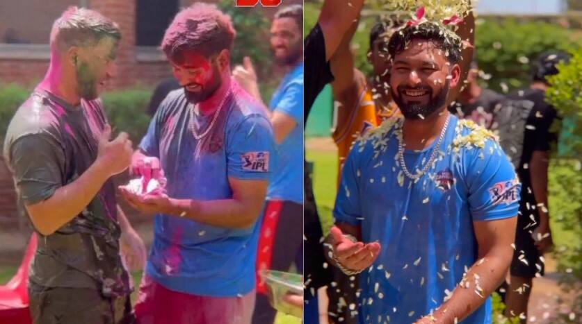 Delhi Capitals celebrated holi in Jaipur (Twitter)