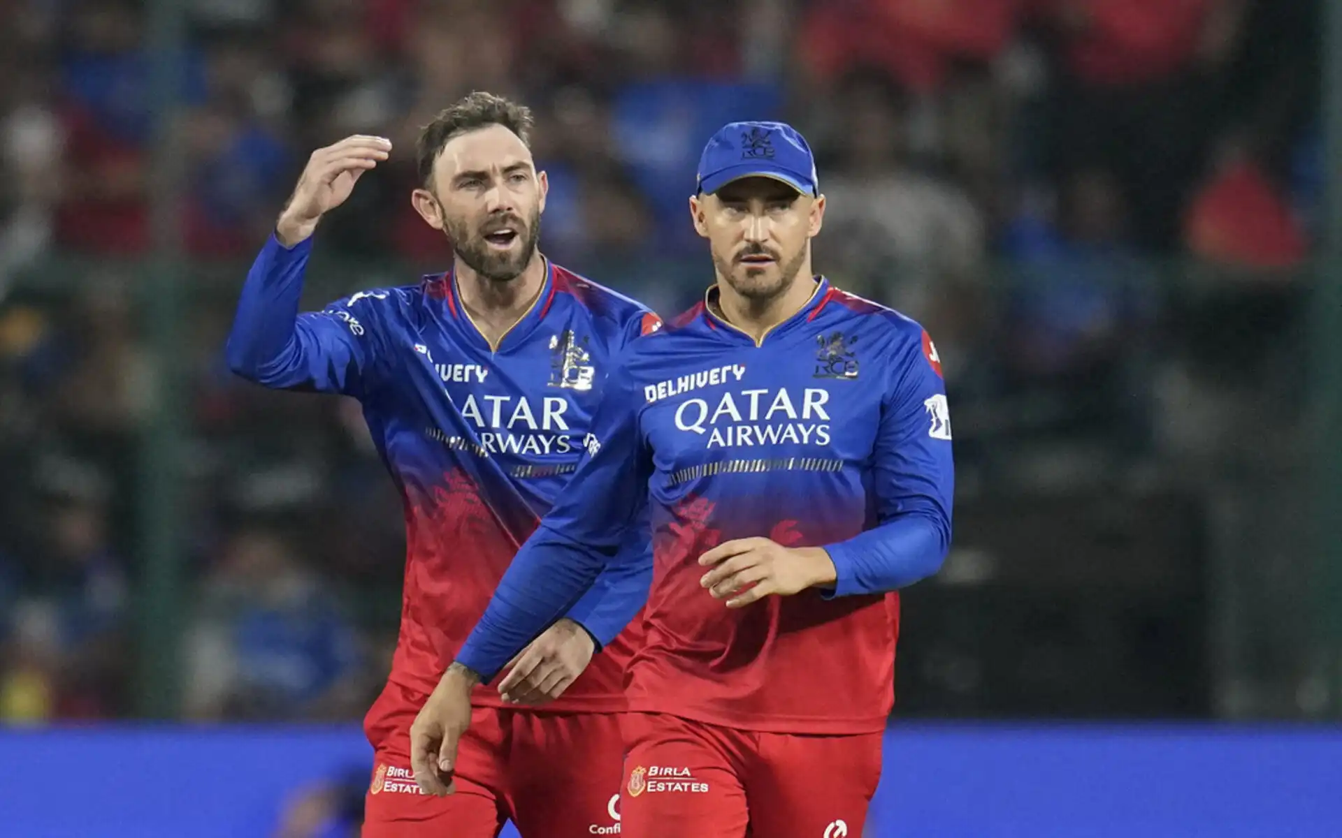 Glenn Maxwell with Faf du Plessis (Source: AP Photo)