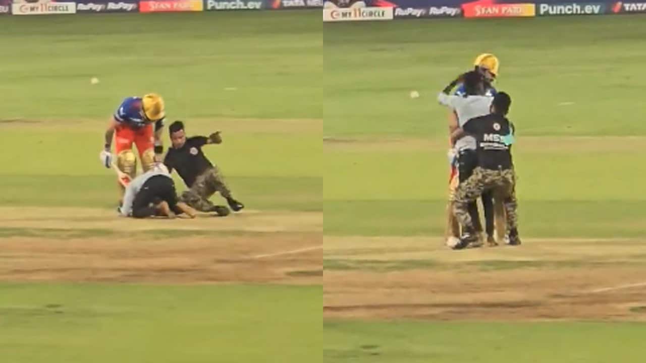A fan hugging Kohli and falling on his feet (X.com)