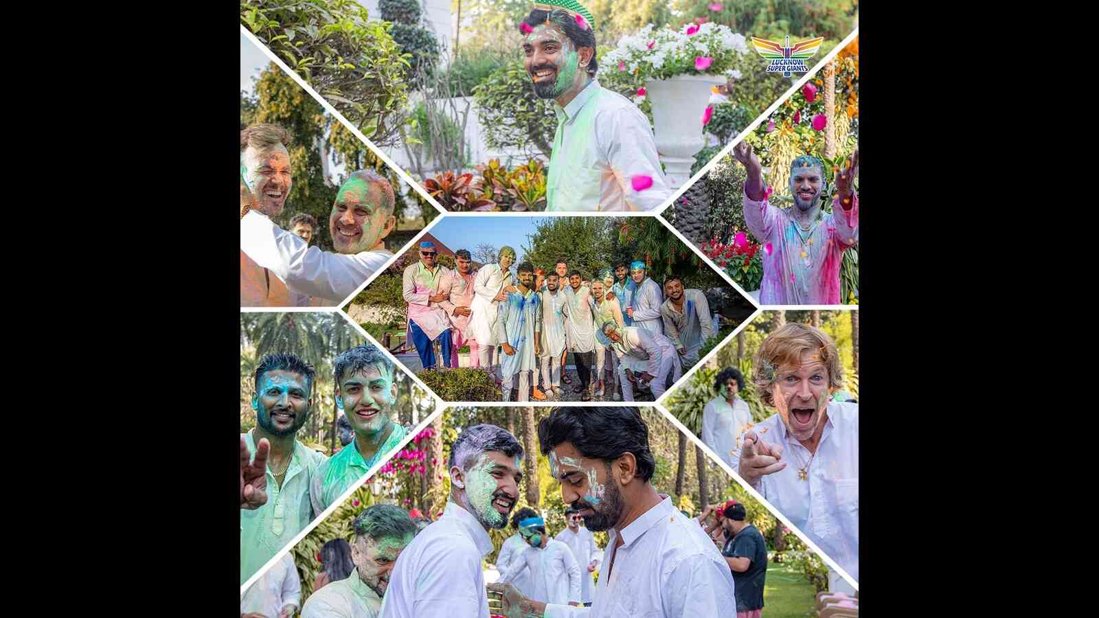 LSG players celebrating Holi (X.com)