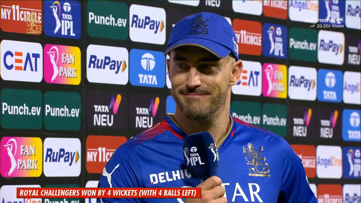 Faf du Plessis gets candid in post game interview after RCB win vs PBKS (X.com)