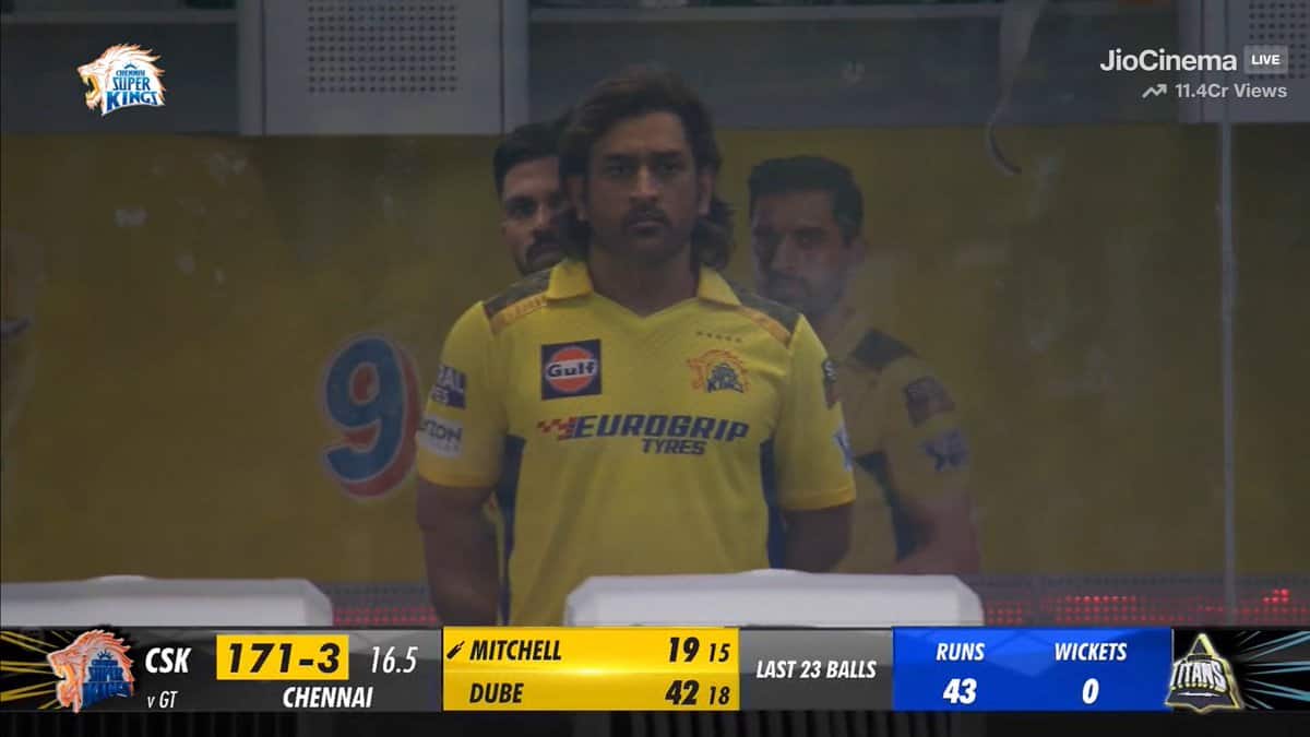 MS Dhoni observing CSK-GT clash from dressing room (X.com)