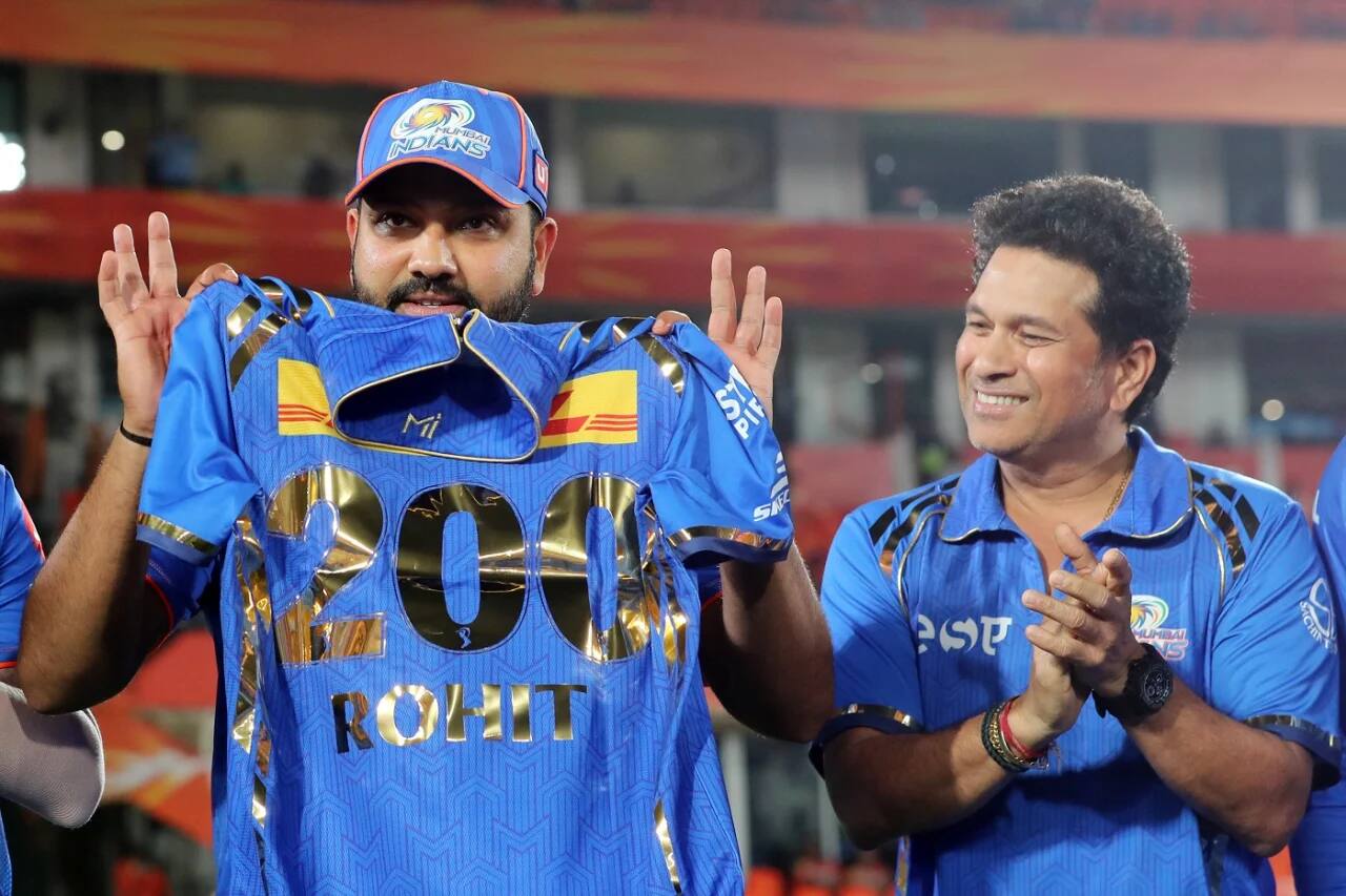 Rohit Sharma felicitated with a special '200' jersey prior to SRH vs MI (BCCI)