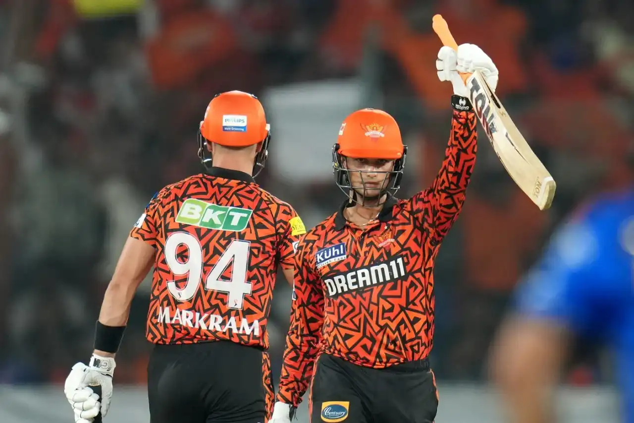 Abhishek Sharma celebrating his 16-ball 50 vs Mumbai Indians in IPL 2024 (AP)