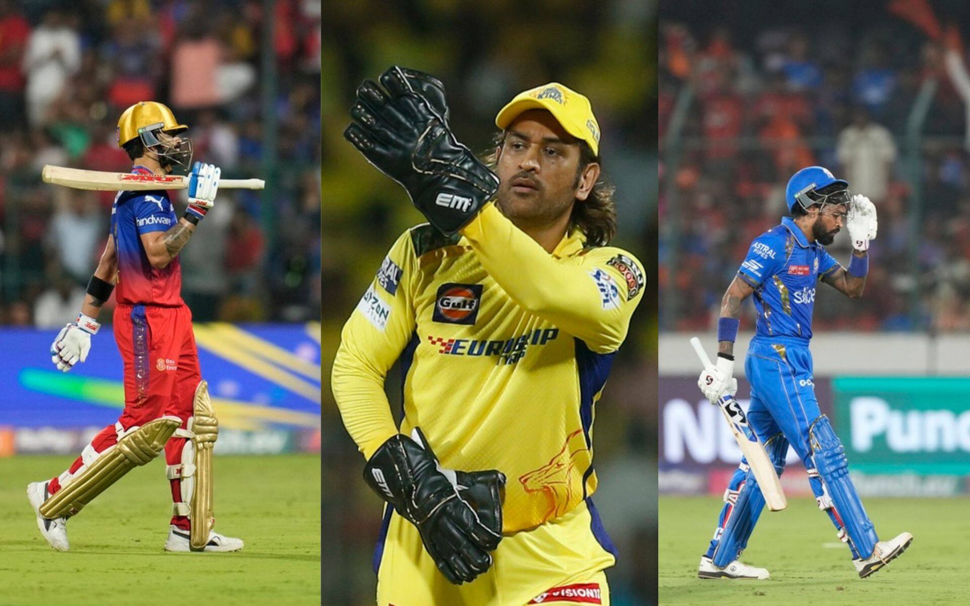 Virat Kohli, MS Dhoni, Hardik Pandya during IPL 2024 (X.com)