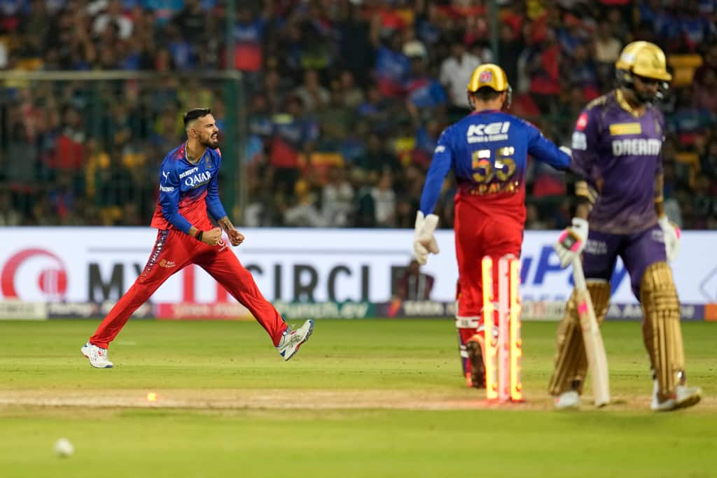 Mayank Dagar's celebration after Sunil Narine wicket (AP)